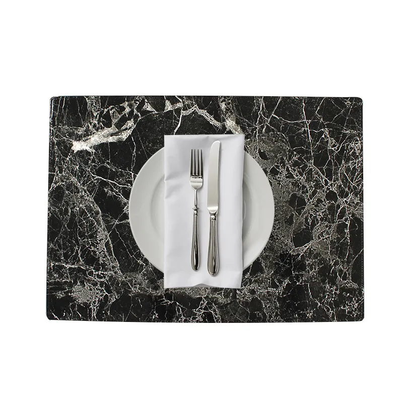 Tovaglietta in Pelle PU Stile Nordico Impermeabile Termoresistente Motivo Marmo Tappetino per Tavolo da Pranzo Decorazione