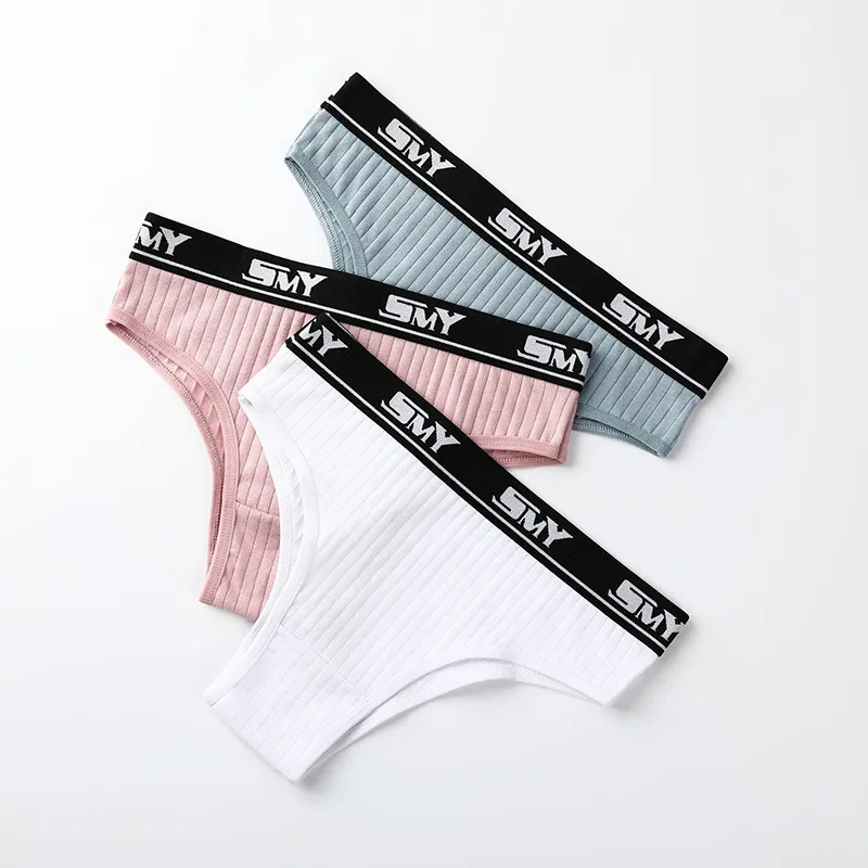 Perizoma Sportivo da Donna a Vita Bassa in Tessuto a Costine Senza Cuciture con Cinturino Elastico a Lettere Intimo Traspirante in Nylon