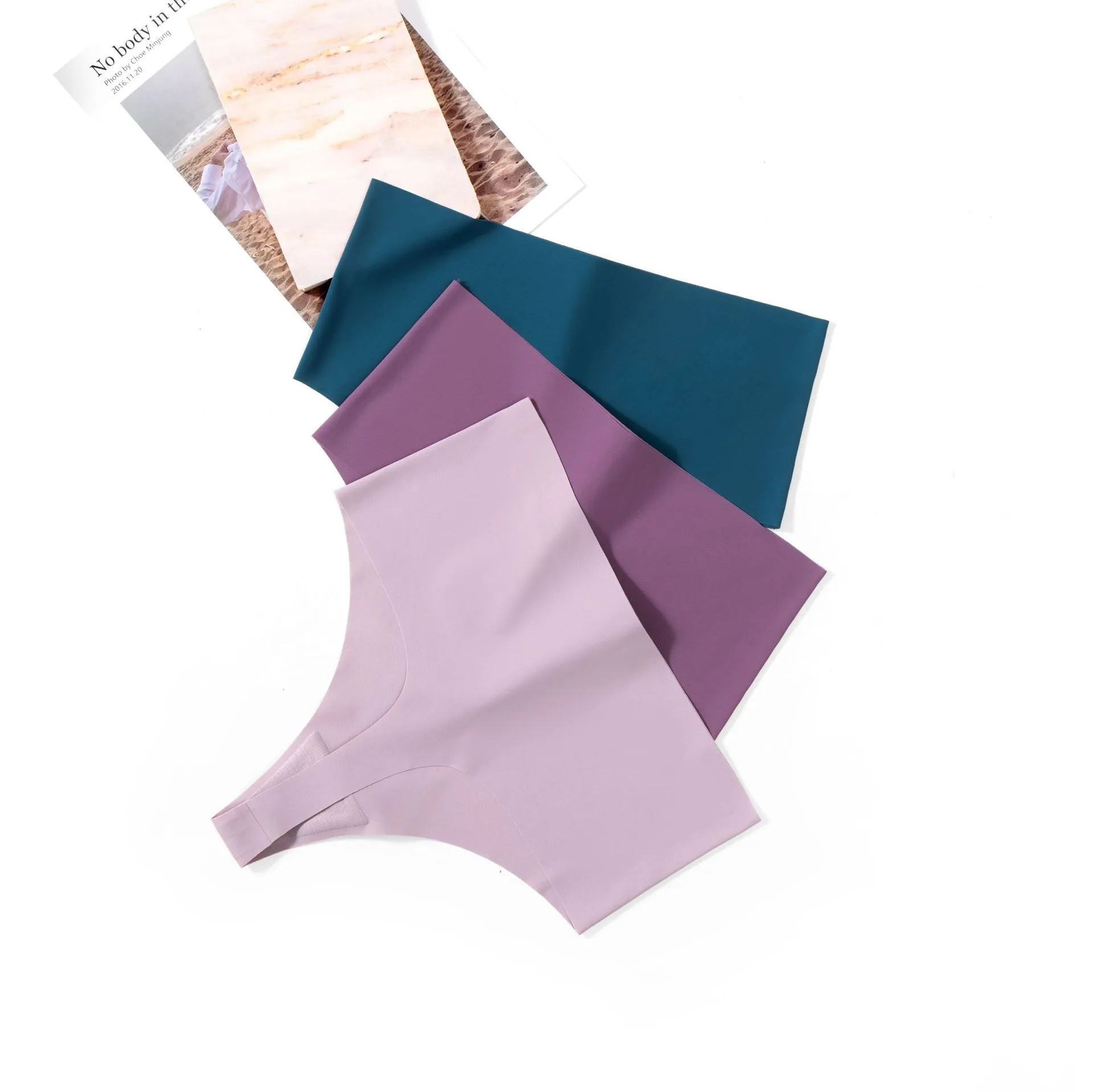 Women Seamless High Waist Thong Sexy Nylon Breathable Ice Silk Sport Invisible T-Back Panties Solid Color Lingerie