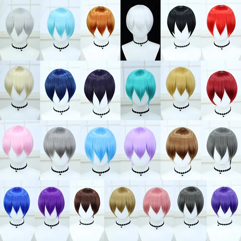 Korte Cosplay Pruik Hogetemperatuurvezel Synthetisch Haar Anime Pruik Voor Feest Styling Dagelijks