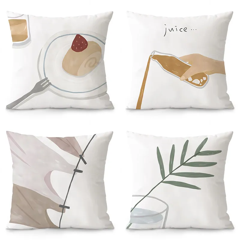 Plush Double Sided Printed Throw Pillow Cover Decorative Cushion Case For Sofa Living Room Car Bed Headboard Home Decor