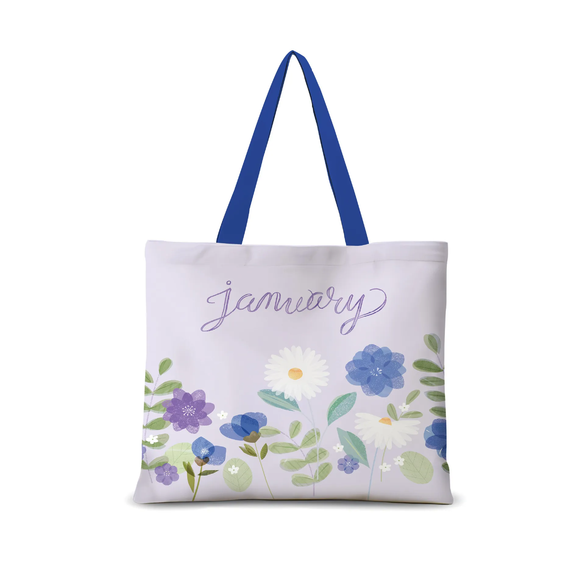 Sac Cabas en Toile Coton Lin Floral Aquarelle Sac d'École Étudiant Décontracté Sac à Main Bandoulière Commuter Avec Fermeture Éclair