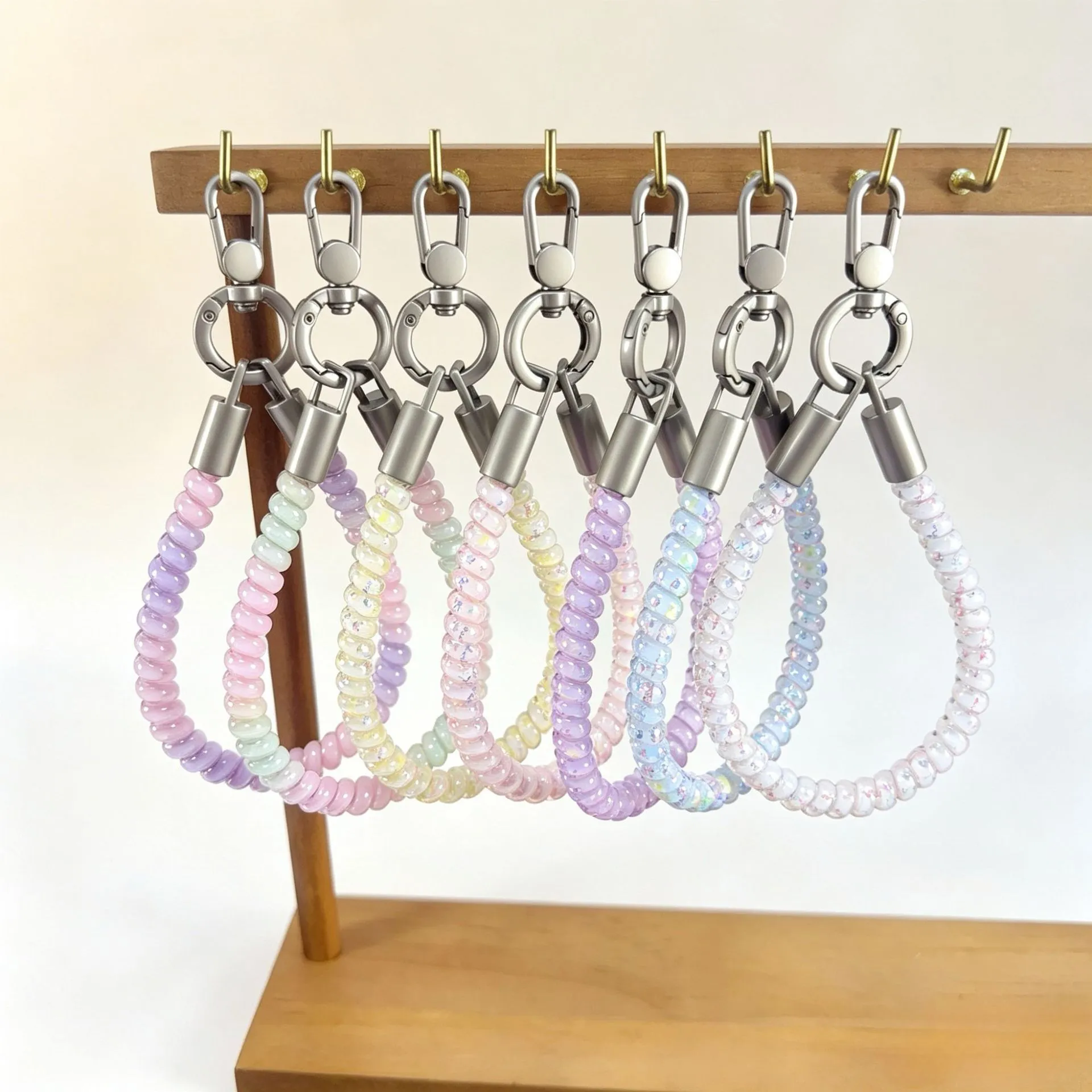 Colorful TPU Telephone Cord Phone Lanyard Wrist Strap Alloy Metal Anti-Loss Phone Hanging Chain Fashion Accessories