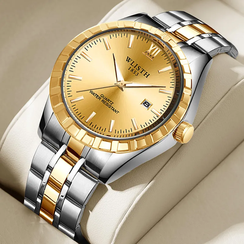 Luxus Paar Quarzuhr Edelstahl Wasserdicht Armbanduhr Herren Damen Business Casual Dress Watch