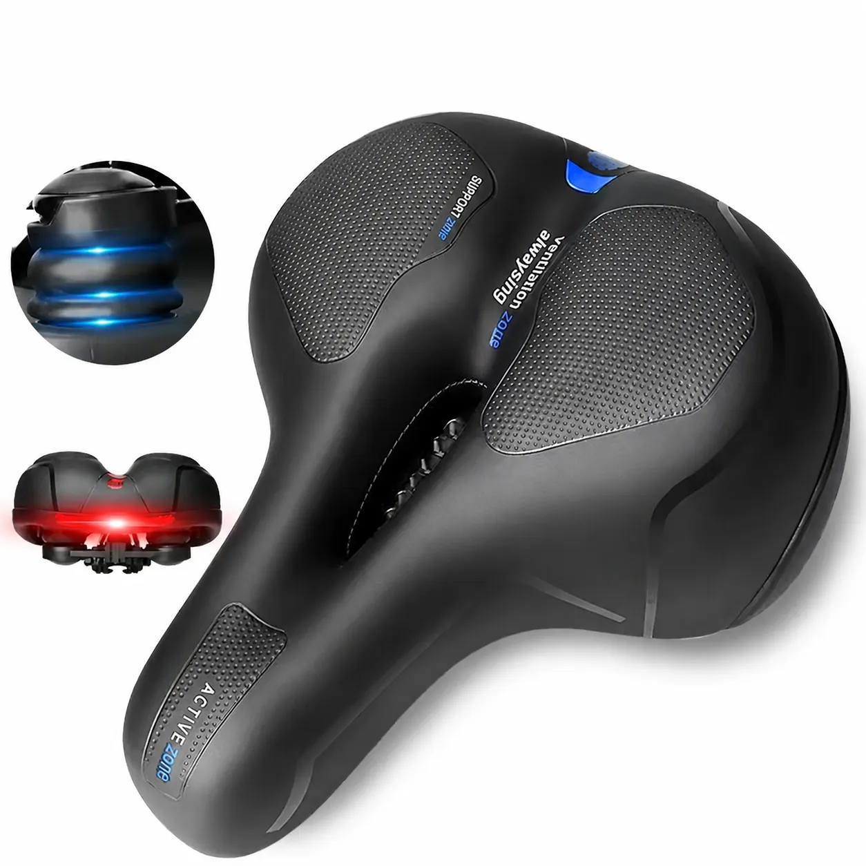 Thickened Soft Bicycle Saddle Mountain Bike Cushion With Shock Absorbing Springs And Ventilation Ergonomic Cycling Seat
