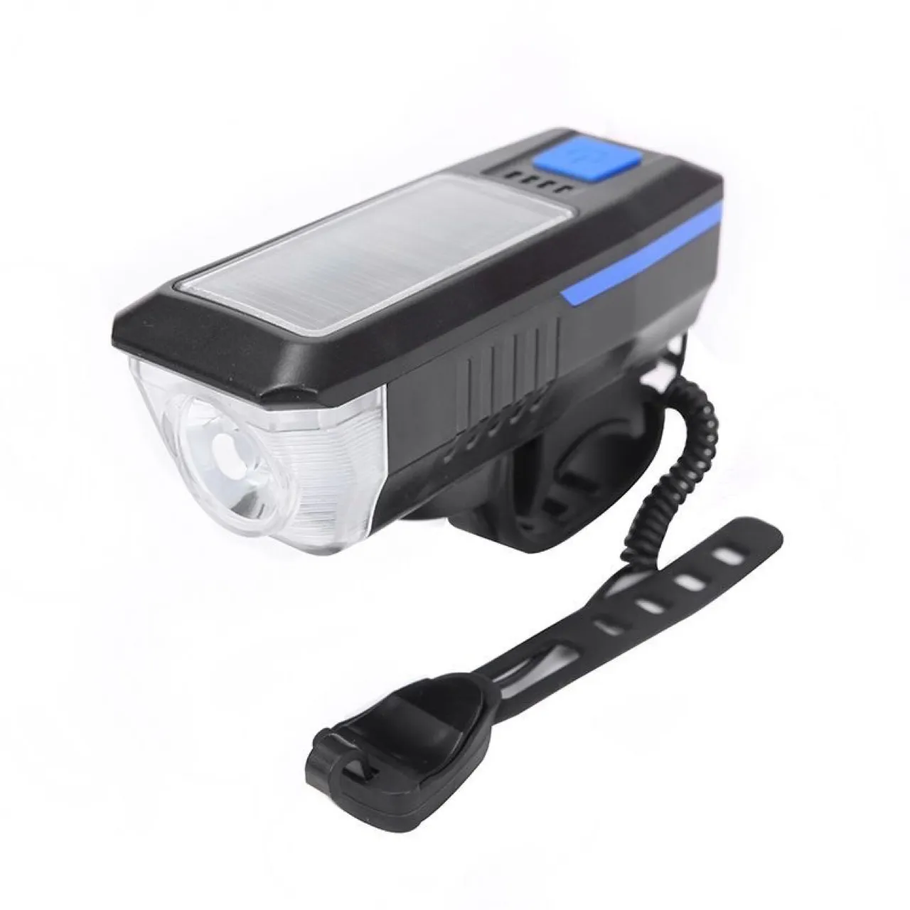 Phare Klaxon de Vélo Solaire Rechargeable LED VTT Lumière Avant Lampe de Poche Cyclisme Équipement de Cyclisme Imperméable