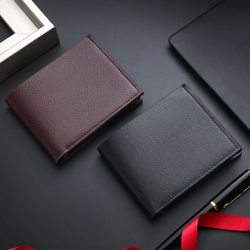 Herren Kurze PU Leder Geldbörse Vintage Bifold Kartenhalter Multifunktion Business Portemonnaie