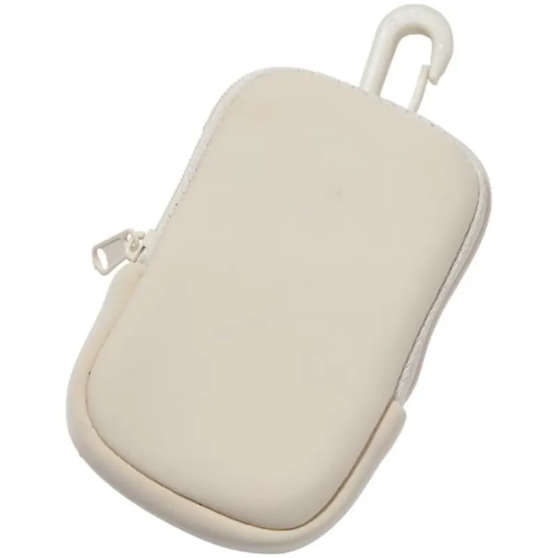 Portable PU Leather Cosmetic Bag Mini Zipper Pouch Coin Purse Card Holder with Spring Hook for Women Men Travel Daily Use