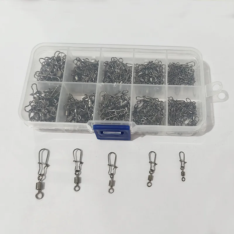 Fishing Snap Swivels Set Copper Plated Barrel Swivels Rolling Swivel With Safety Snaps Fishing Tackle Connector Kit