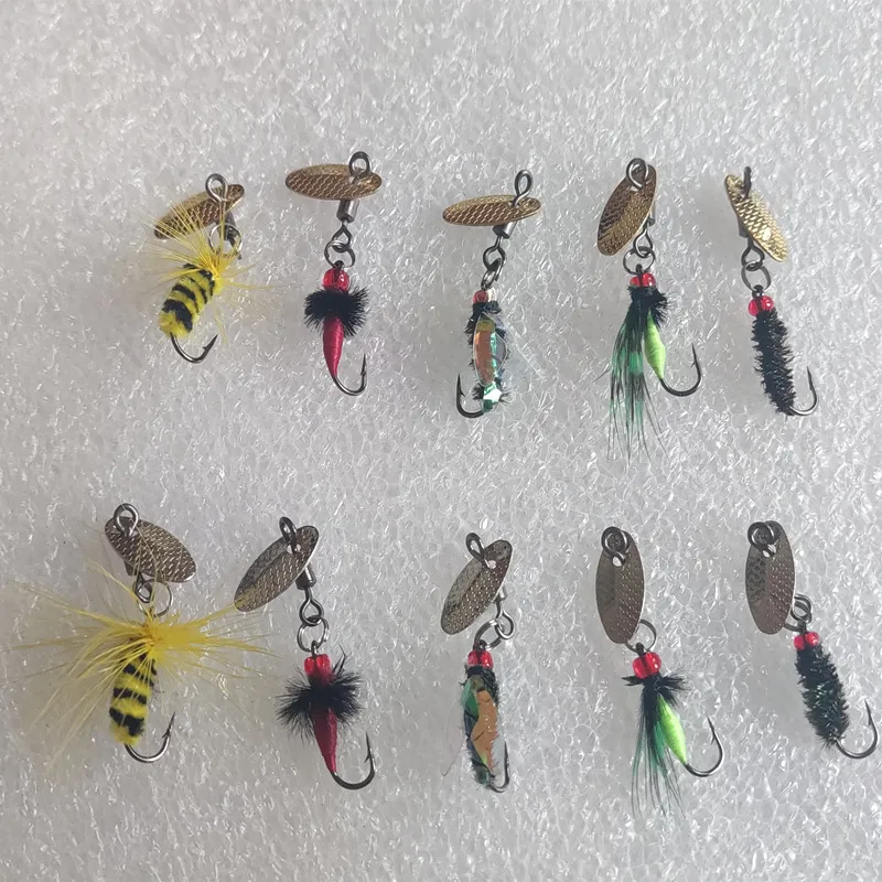 Micro Fishing Lure Rotating Sequin Fly Hook Bionic Insect Bait Metal Sequin Feather Tackle For Fishing