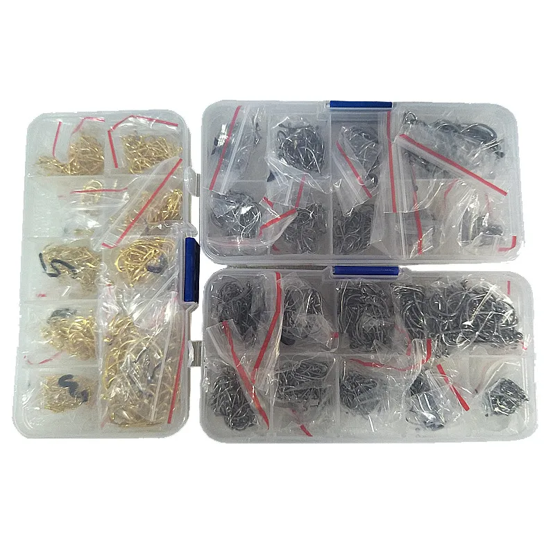 Carbon Steel Fishing Hooks Set Tube-Attached Iseni Barb Hook Boxed Assorted Sizes Fishing Tackle Equipment