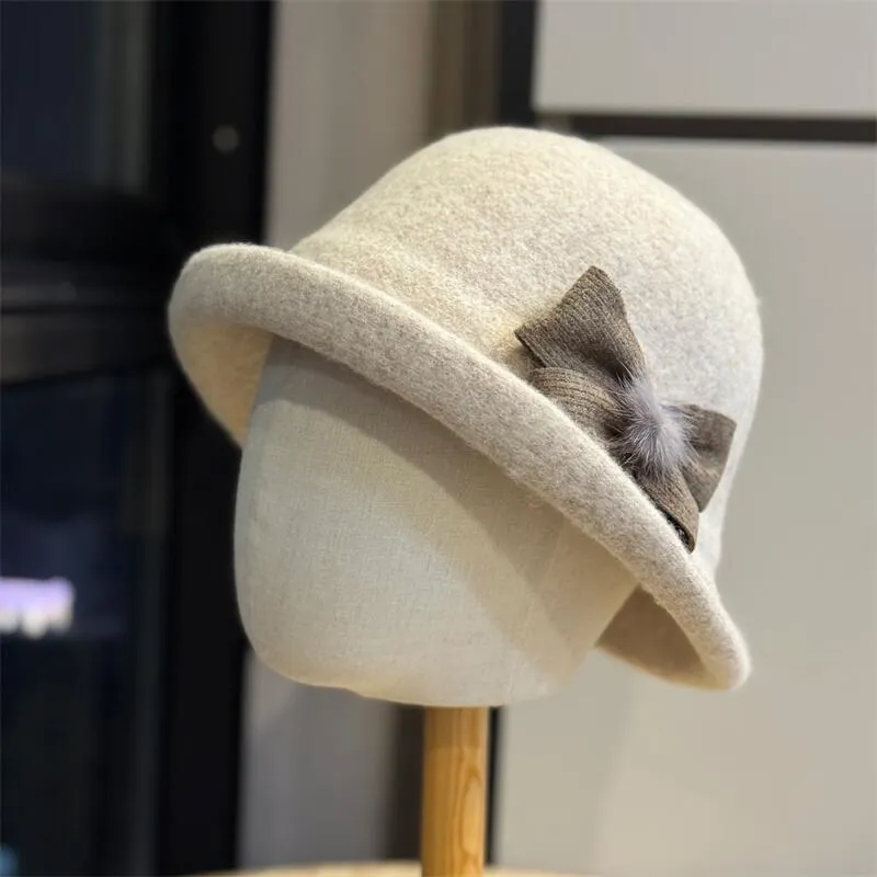 Dames Winter Warme Pluche Vissershoed Elegante Strik Pompon Vissershoed Opvouwbaar Casual Effen Kleur Outdoor Pet