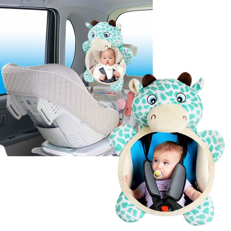Baby Car Seat Mirror Cute Animal Plush Toy Infant Safety Backseat Observation Mirror Crib Stroller Hanging Toy