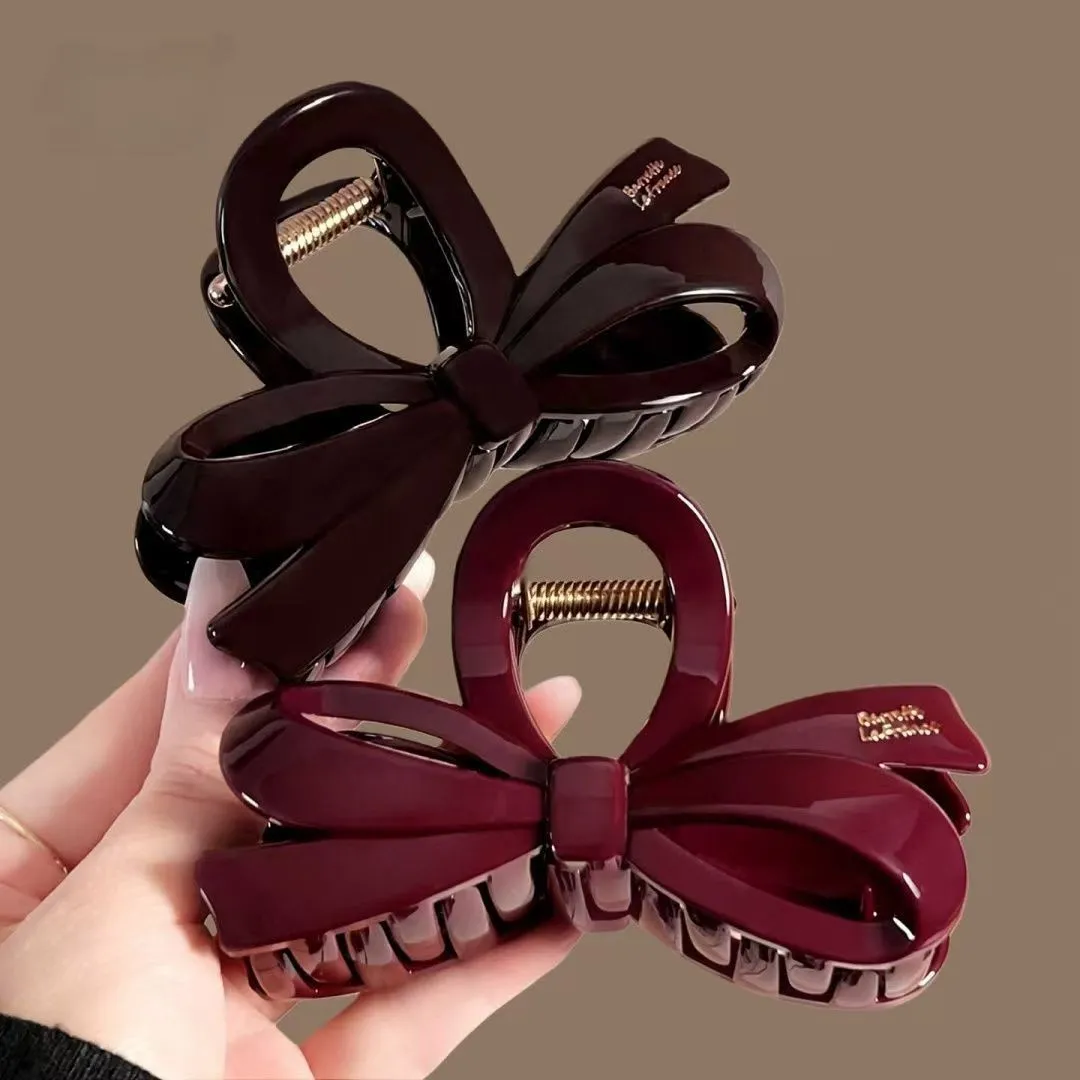 Elegante Pinza para el Cabello con Pajarita Pinza de Tiburón de Plástico Grande para Mujer Accesorios para el Cabello Estilo Resina