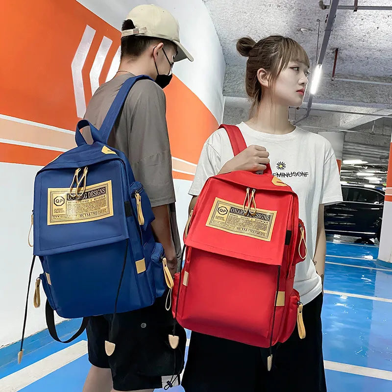 Unisex Oxford Cloth Large Capacity Backpack Preppy Style Travel School Bag Men Women College Laptop Backpack Solid Color Daypack