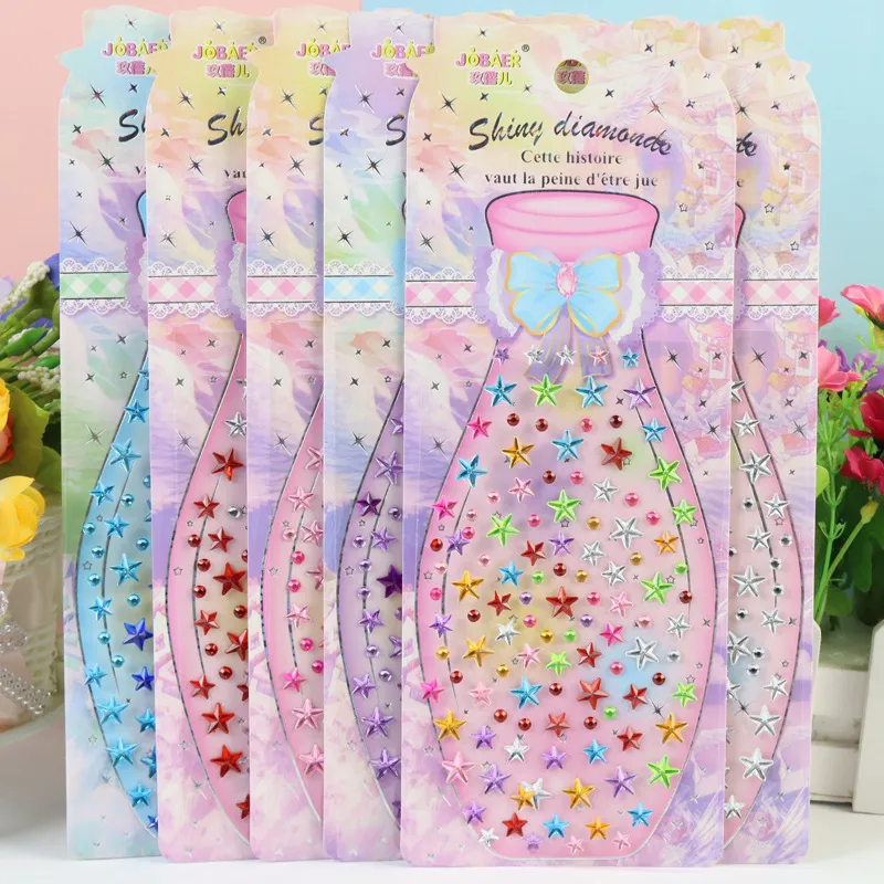 Acryl Vijfhoekige Ster Punt Strass Stickers Grote Maat Telefoonhoesje Decoratieve Glanzende Kristal Edelsteen Sticker Vel