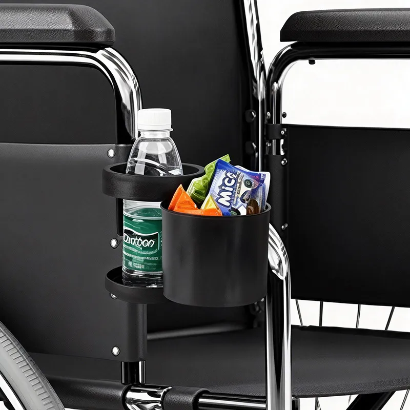 Universal Wheelchair Cup Holder Durable ABS Plastic Double Cup Holder Drink Bottle Organizer For Walker Stroller