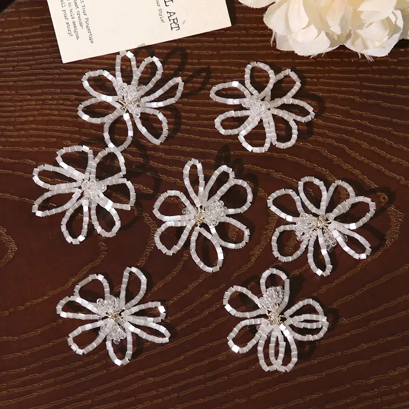 Korean Style Minimalist Glass Bead Hollow Flower DIY Accessories Earring Brooch Hair Clip Decorative Charms