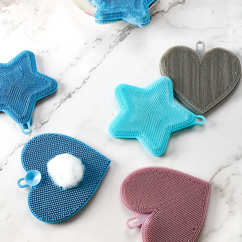 Spazzola per Lavare i Piatti in Silicone Detergente da Cucina Spugna a Forma di Fiore Strumento di Pulizia Antiaderente