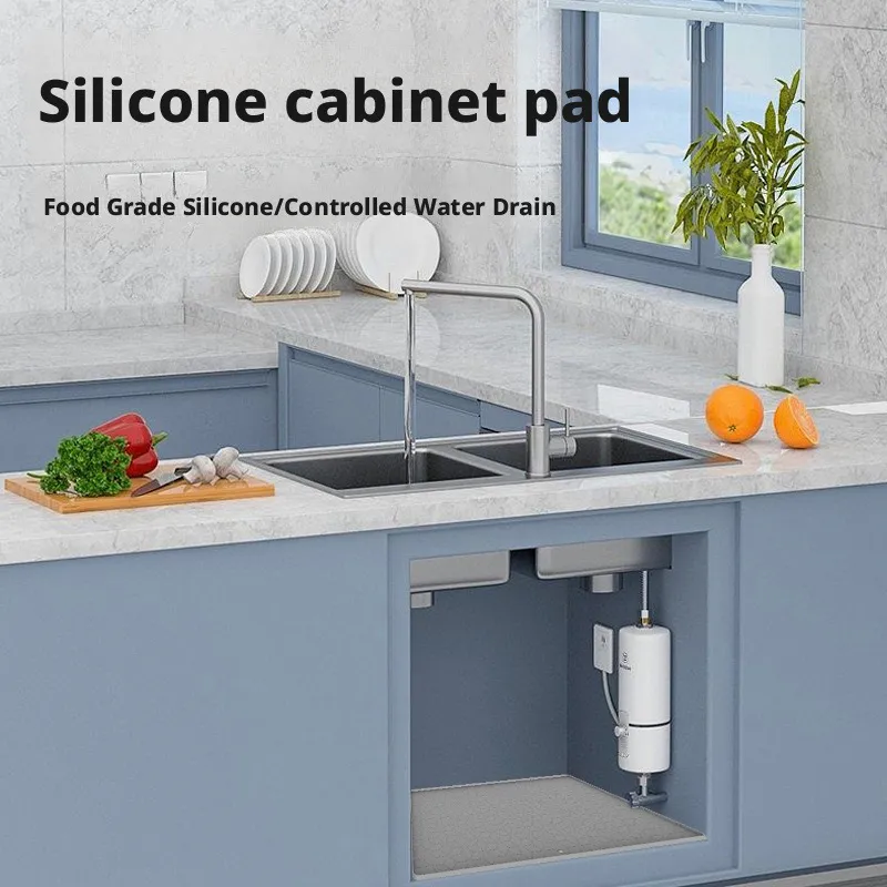 Multifunctional Silicone Under Sink Mat Waterproof Protective Mat For Kitchen Cabinet Washing Machine Top Gray Organizer Pad