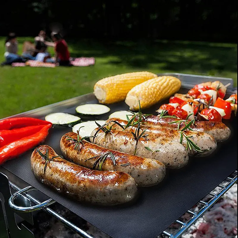 Anti-Aanbak Teflon BBQ Grillmat Hittebestendige Herbruikbare Bakplaat Voor Buiten Camping Barbecue Bakmat Keuken Gereedschap