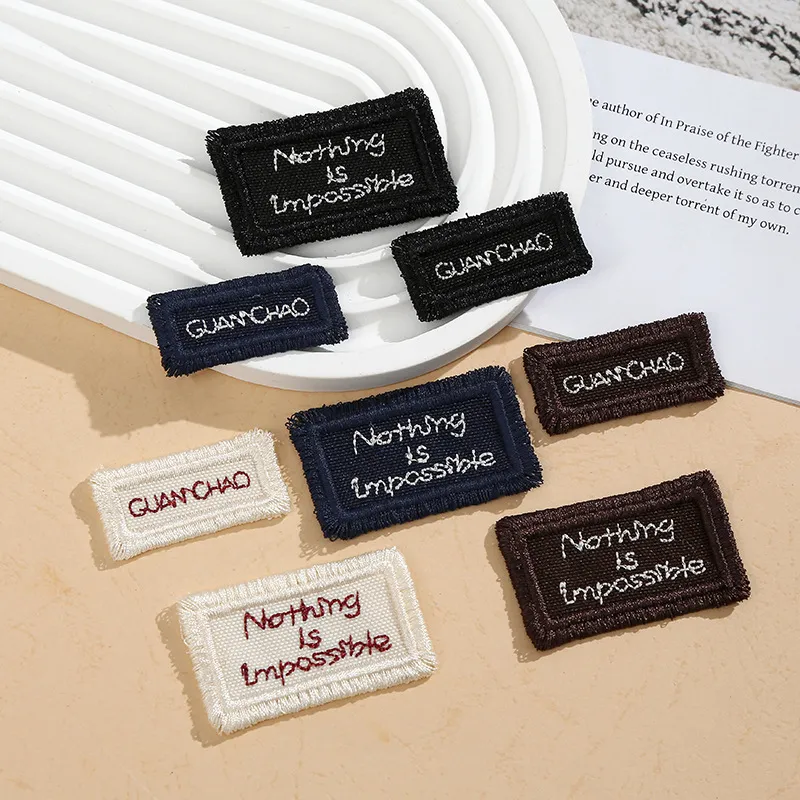 Handmade DIY Woven Cloth Labels Embroidered Letter Patches Clothing Accessories
