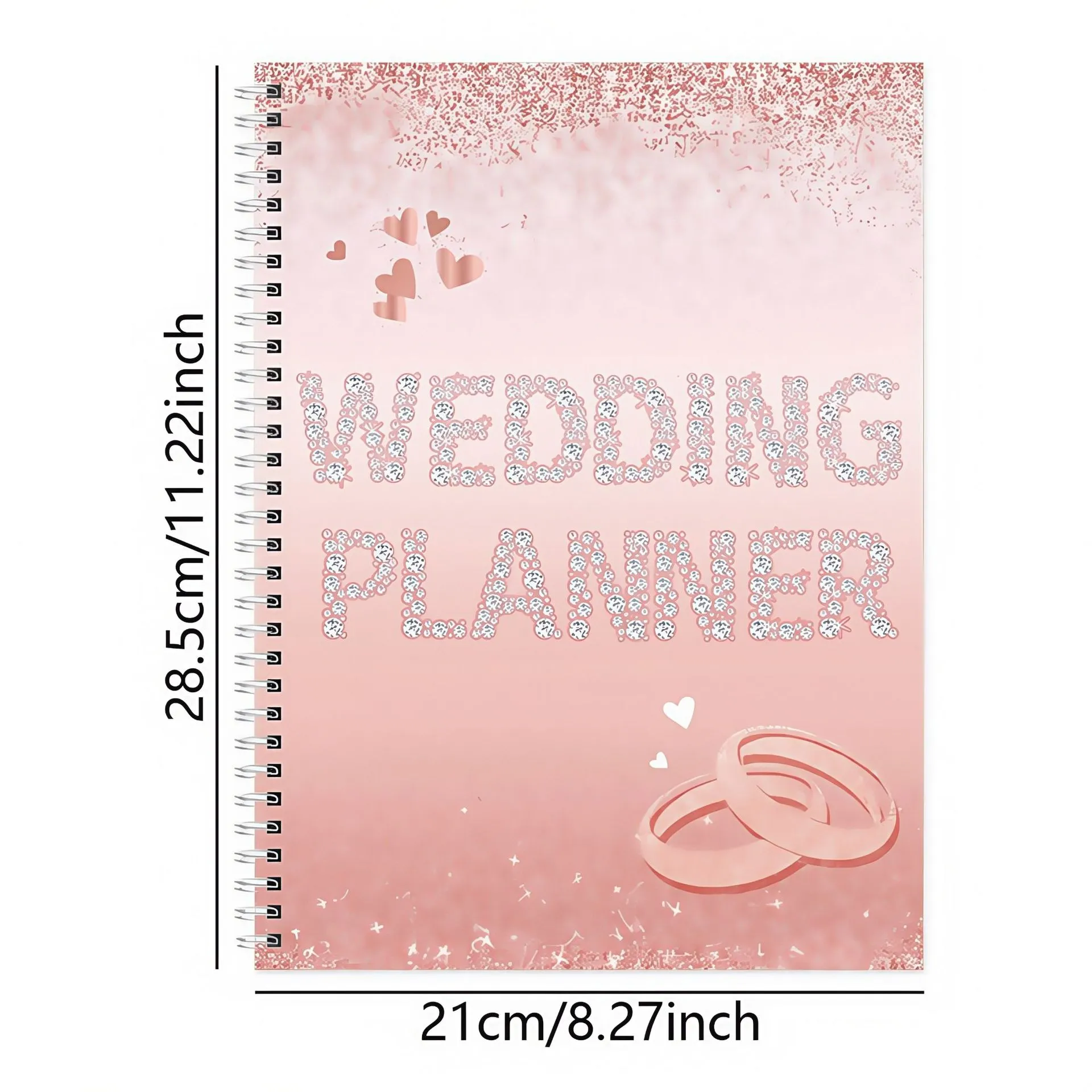 Wedding Planner Notebook Spiral Bound Engagement Planning Book Bride Gift Pink Glitter Journal Organizer