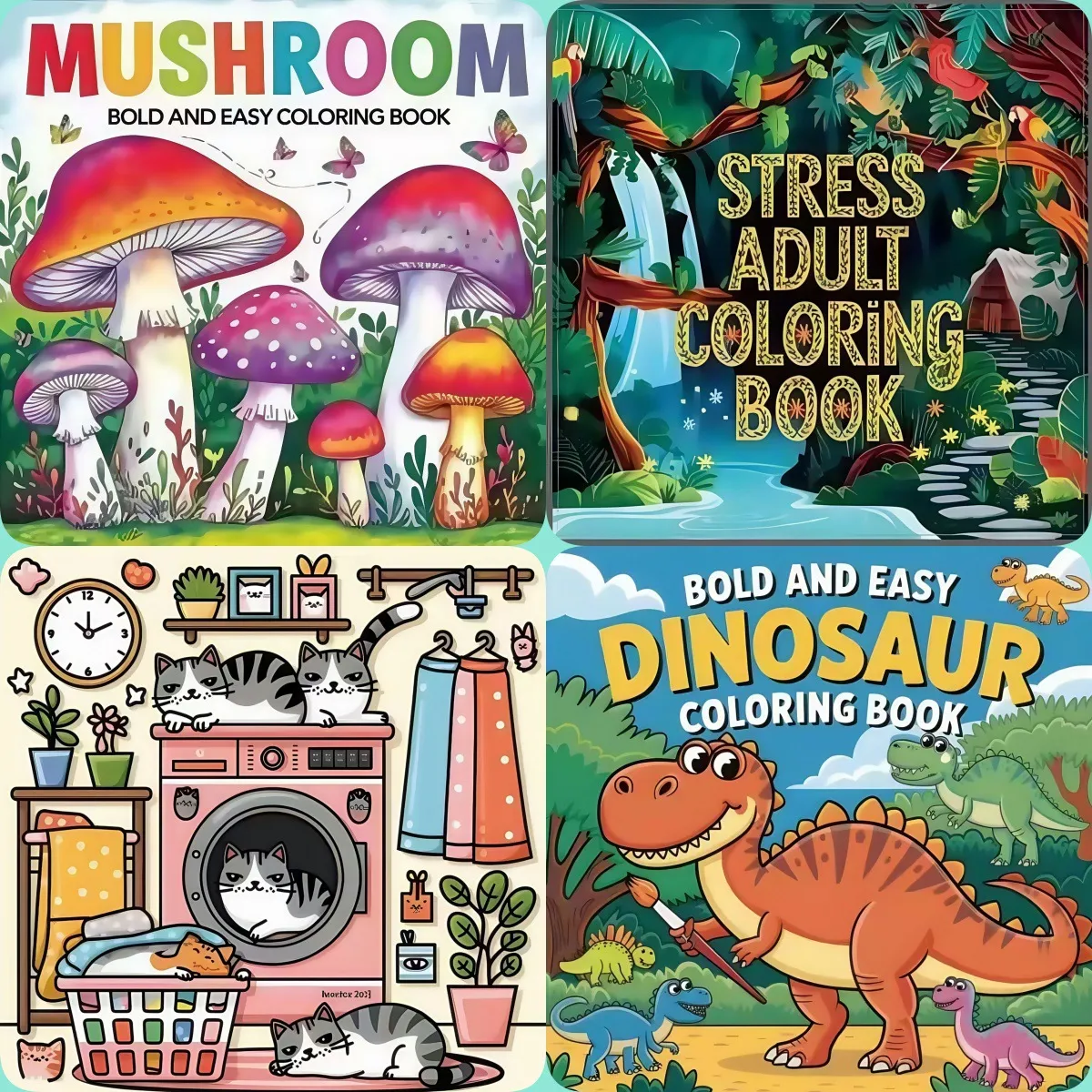 Adults And Kids Stress Relief Coloring Book Cute Cartoon Animals Nature Landscapes Drawing Book For Concentration Training