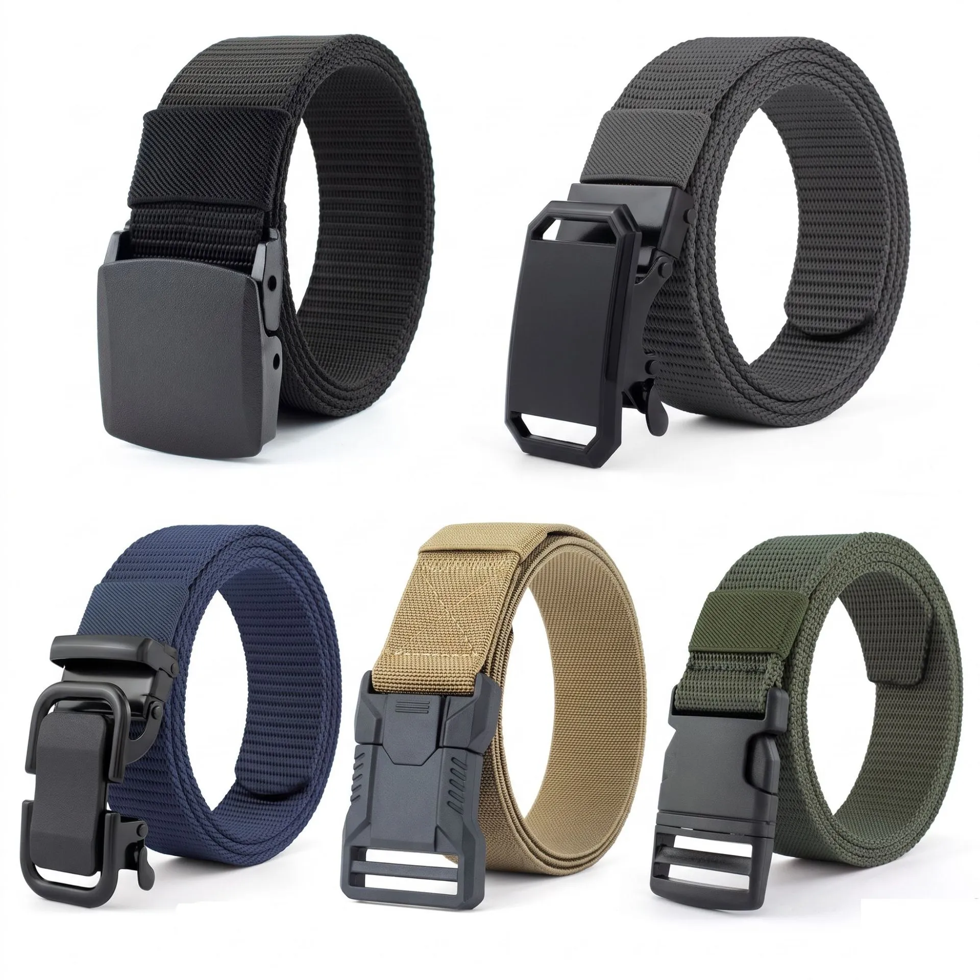 Unisex Tactical Canvas Belt Military Training Cargo Pants Casual Outdoor Webbing Belt Plastic Alloy Buckle
