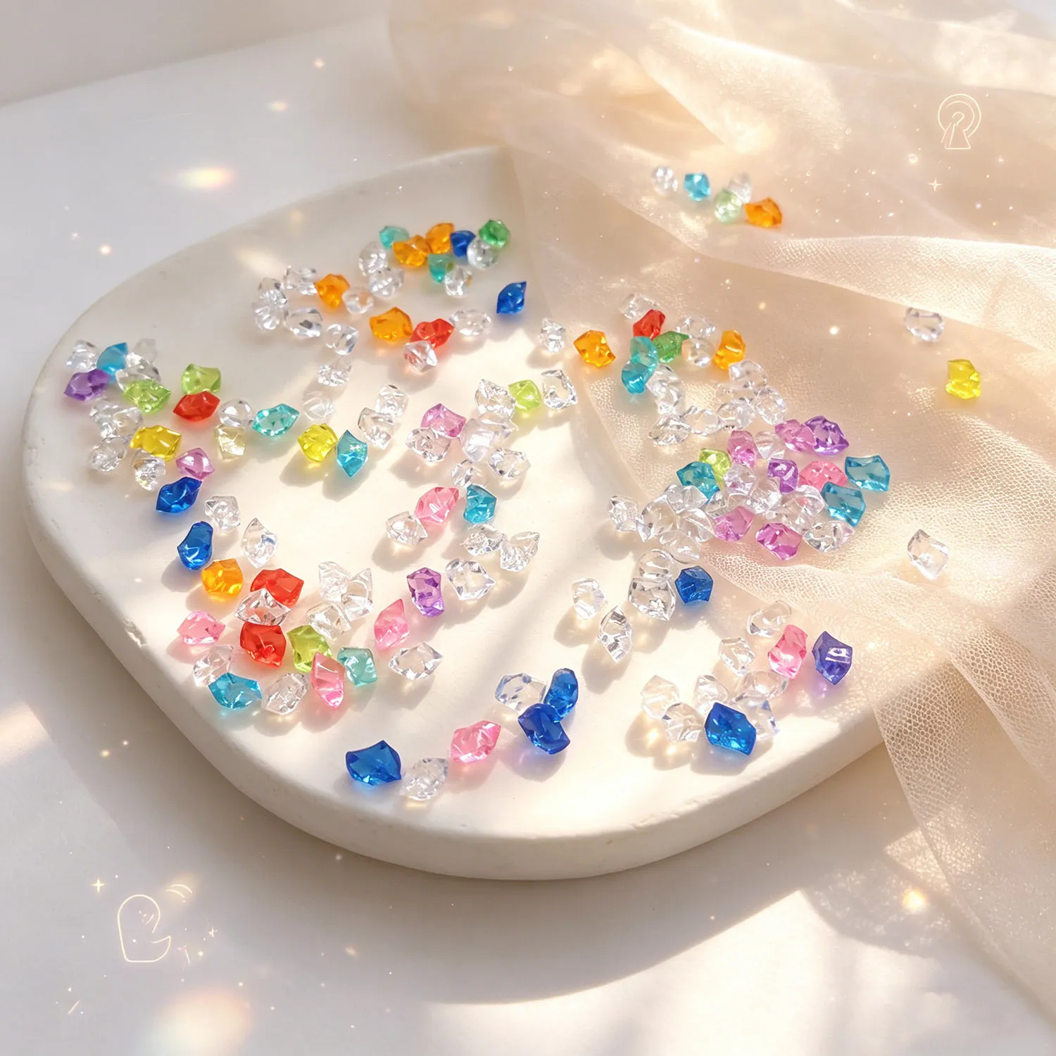 Colorful Acrylic Ice Cubes Fake Crystal Stones Transparent Mixed Luminous DIY Crafts Jewelry Findings Vase Filler