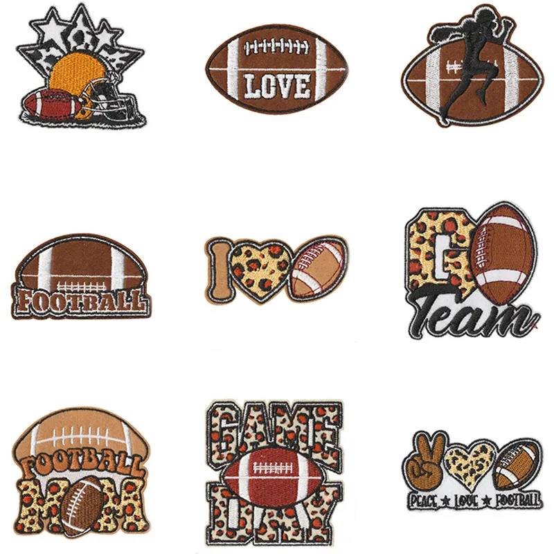 Cartoon Football Leopard Print Embroidery Patches DIY Iron On Sew On Decorative Applique For Clothing Sewing Accessories