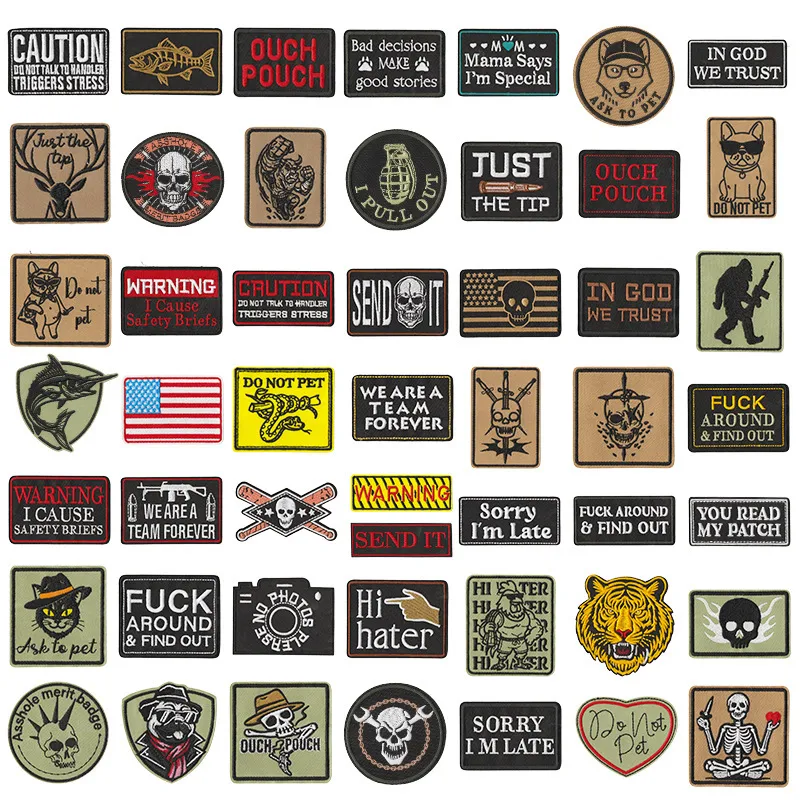 Écusson Tactique Brodé Slogan Drôle Crâne Badge DIY Vêtements Sac à Dos Chapeau À Coudre