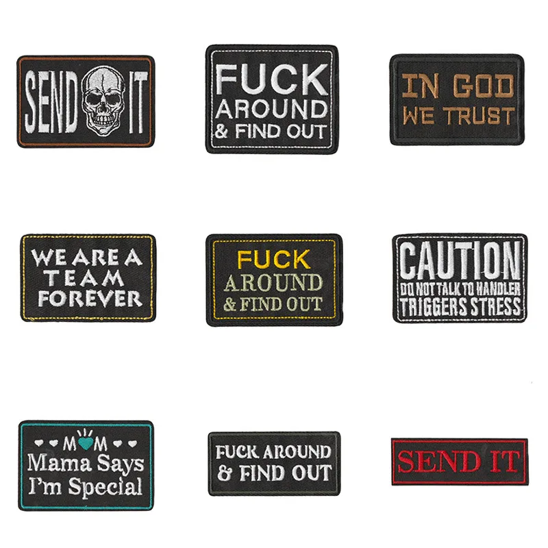Tactical Embroidered Patches Slogan Military Morale Badge Applique Iron On Sew On Patches For Clothing Hats Backpacks