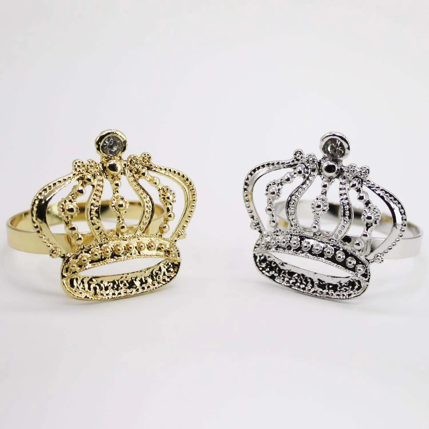 Portatovagliolo Corona Metallo Strass Decorazione da Tavola Per Matrimonio Banchetto Festa Cena Accessori Oro Argento