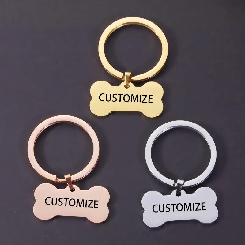 Roestvrij Staal Hondenbot Hanger Ketting Gepolijst Huisdier ID Tag Sleutelhanger Voor Honden Katten Sieraden