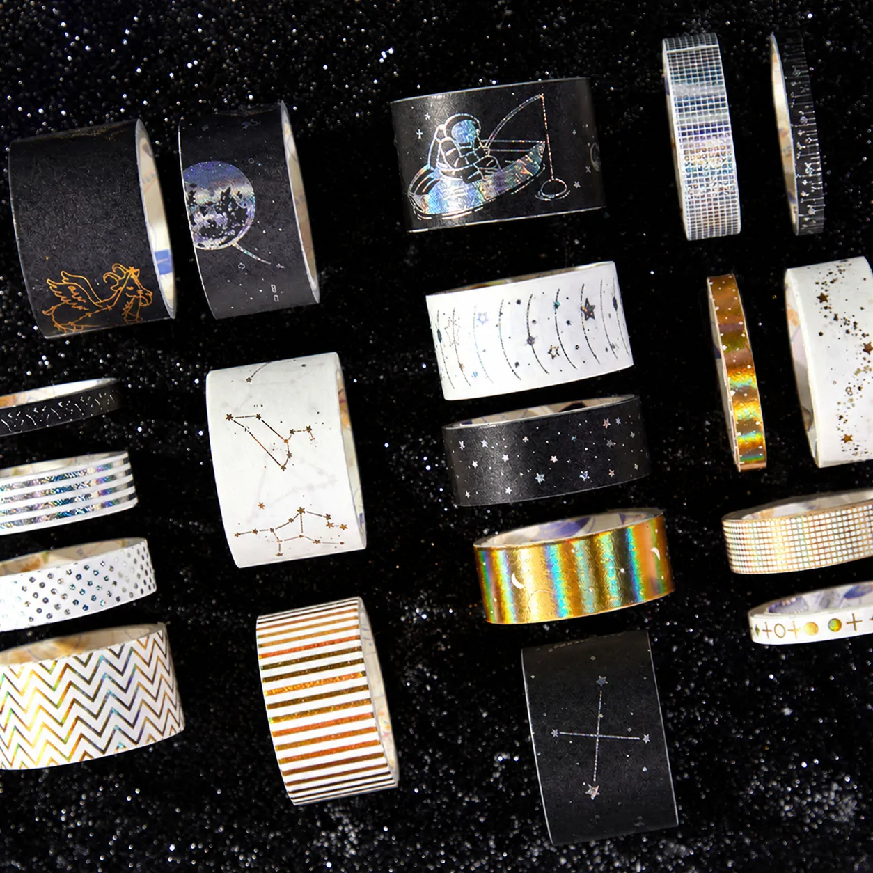 Washi Tape Set Retro Starry Sky Cosmic Fantasy Hot Stamping Adhesive Masking Tape For Journaling Scrapbooking DIY Craft