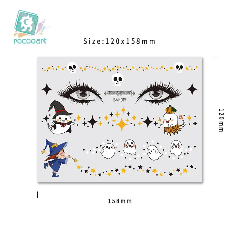 Children Halloween Face Stickers Cartoon Funny Temporary Tattoo Stickers Party Star Face Decals Kids Makeup Supplies
