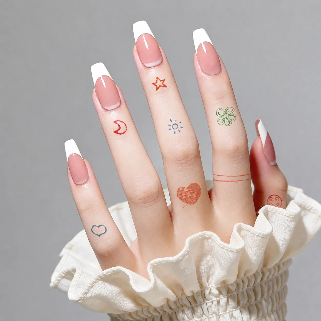 Waterproof Temporary Tattoo Sticker Cute Cartoon Heart Smiley Face Minimalist Body Art Decal For Women