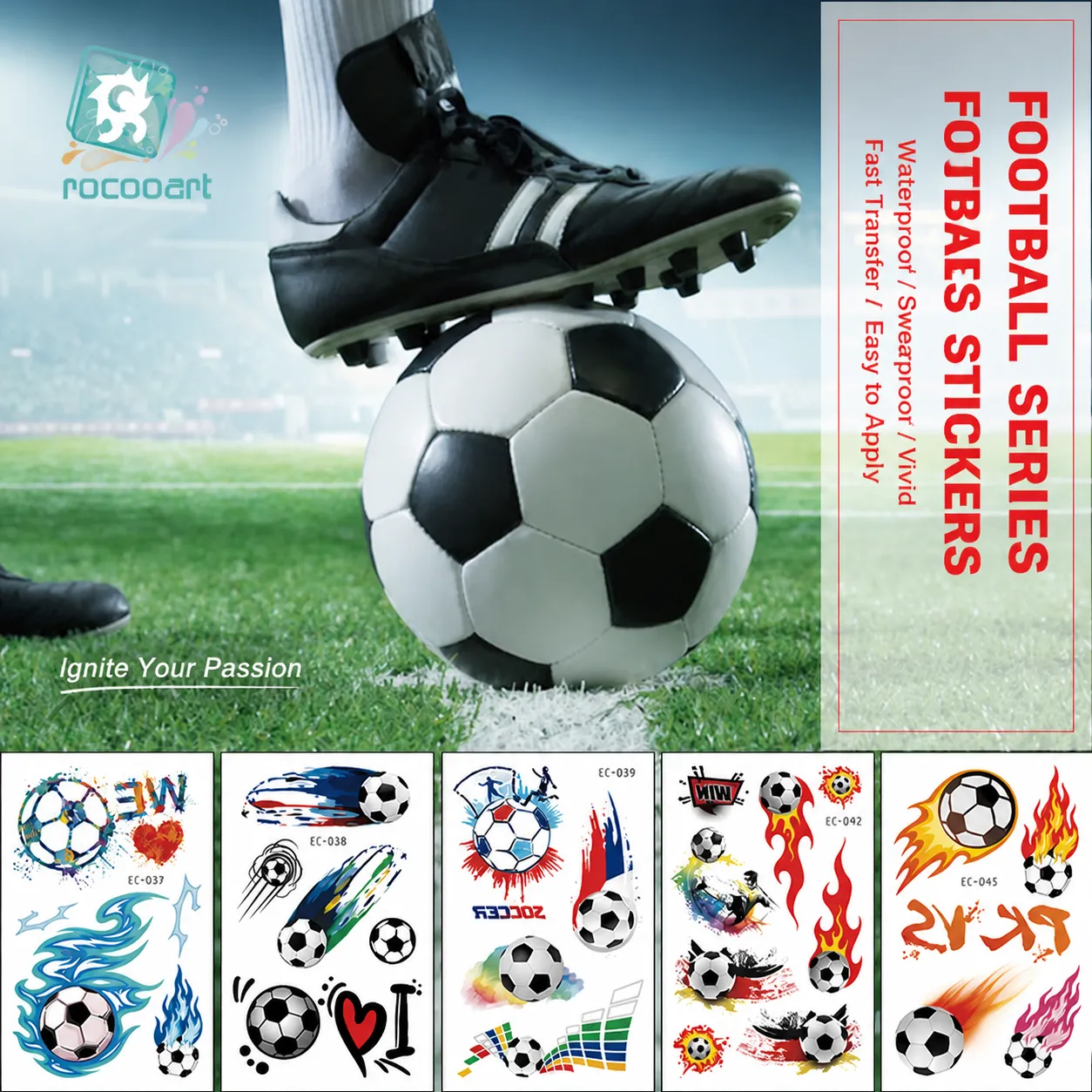 Waterproof Temporary Tattoo Stickers Football Fan Carnival Sport Arm Face Body Decals Kids Party Favors