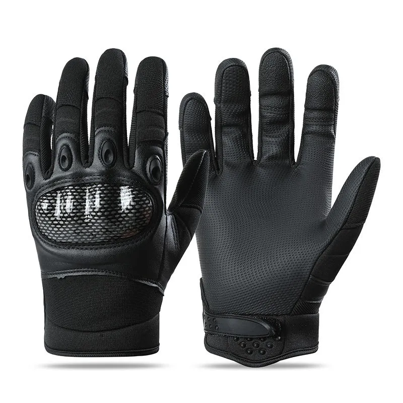 Men Tactical Hard Shell PU Leather Gloves Anti Slip Wear Resistant Full Finger Gloves For Outdoor Cycling Motorcycle