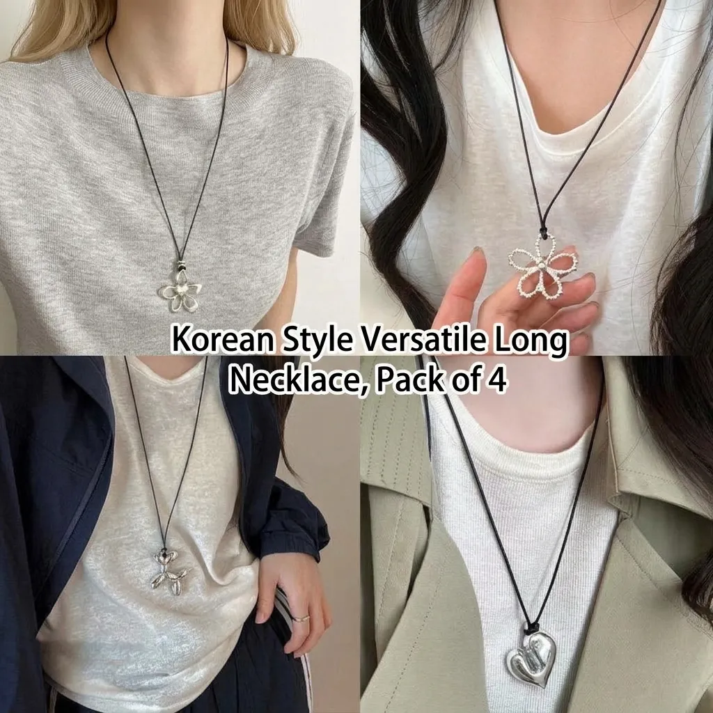 Minimalistische Ins Silber Legierung Blume Anhänger Halskette Retro Ballon Hund Herz Pullover Kette Damen Schmuck