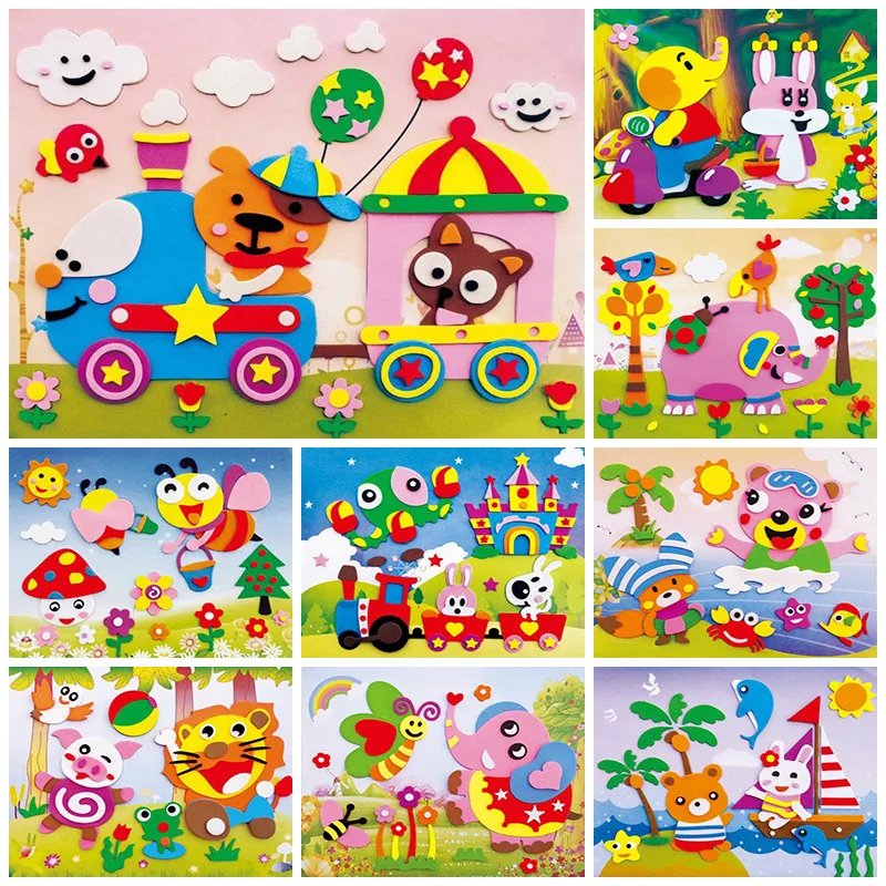 Kinderen DIY EVA Schuim Sticker Handgemaakt Puzzel Educatief Speelgoed Creatieve Cartoon Kunst Ambacht Kit Voor Kinderen