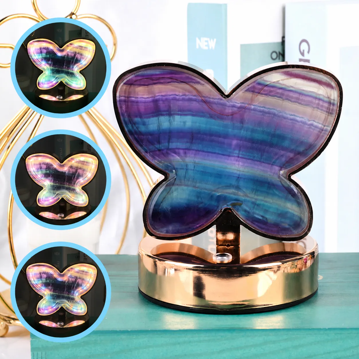 Natuurlijke Kristal Vlinder Lamp Aanraak Sfeerlicht Ruwe Steen Bed Nachtlampje USB-Aangedreven Huisdecoratie