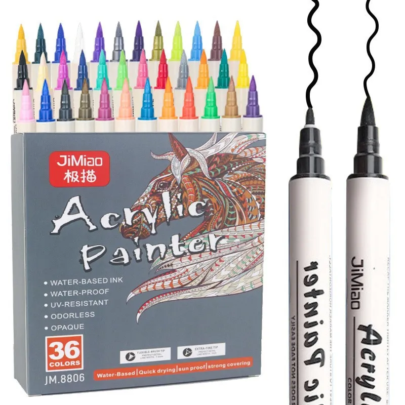Acrylic Paint Pens Dual Tip Art Markers For Rock Painting Canvas Wood Ceramic Craft Drawing And Coloring