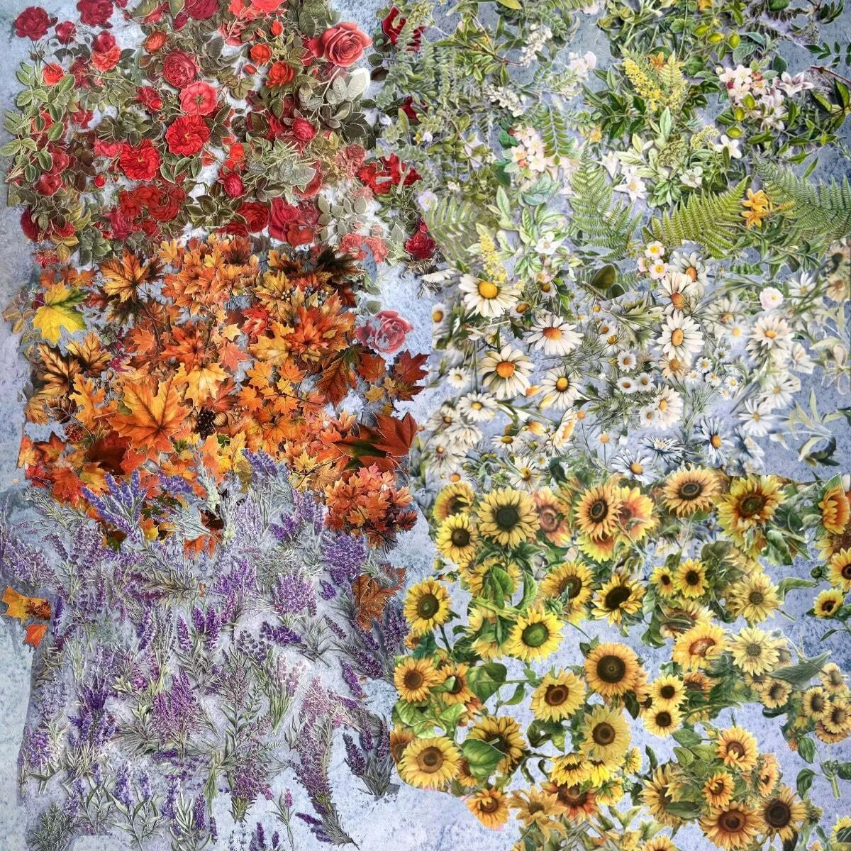 Floral Plant Sticker Pack Transparent Waterproof Decorative Scrapbook Stickers Botanical Journal Stationery Supplies