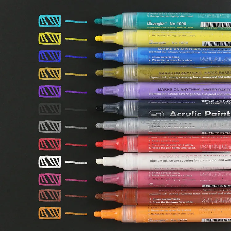Rotuladores de Pintura Acrílica al Agua Rotuladores Artísticos para Pintura en Roca Lienzo Madera Tela Cerámica Dibujo Colores Surtidos