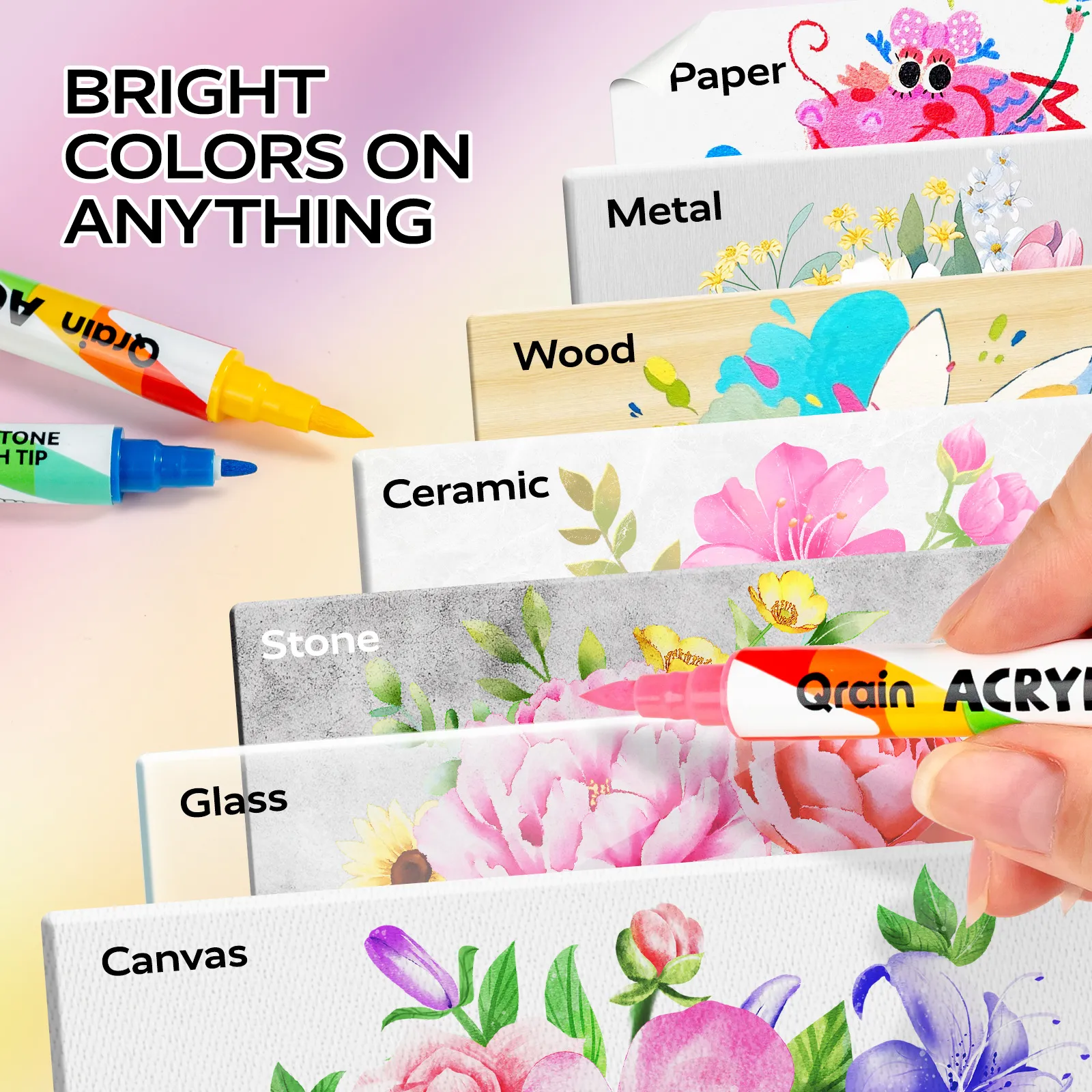 Dual Tip Acrylic Marker Set Colors Brush And Fine Tip Art Markers For Painting Rock Ceramic Wood Canvas Drawing Writing