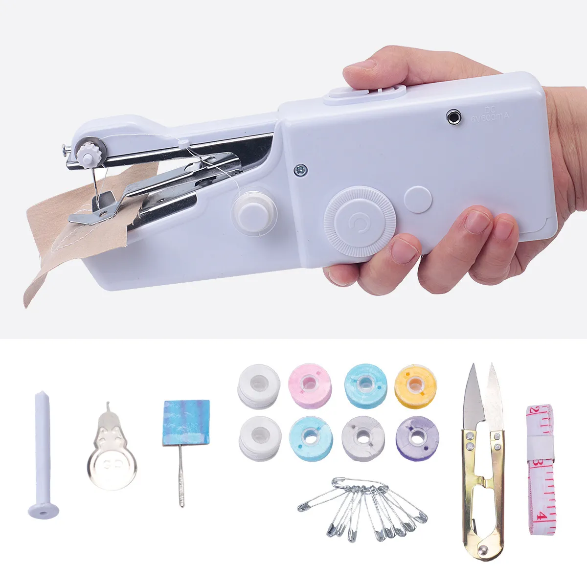Portable Handheld Electric Sewing Machine Mini Cordless Stitch Tool with Accessories Kit for Home Travel DIY Clothes Repair