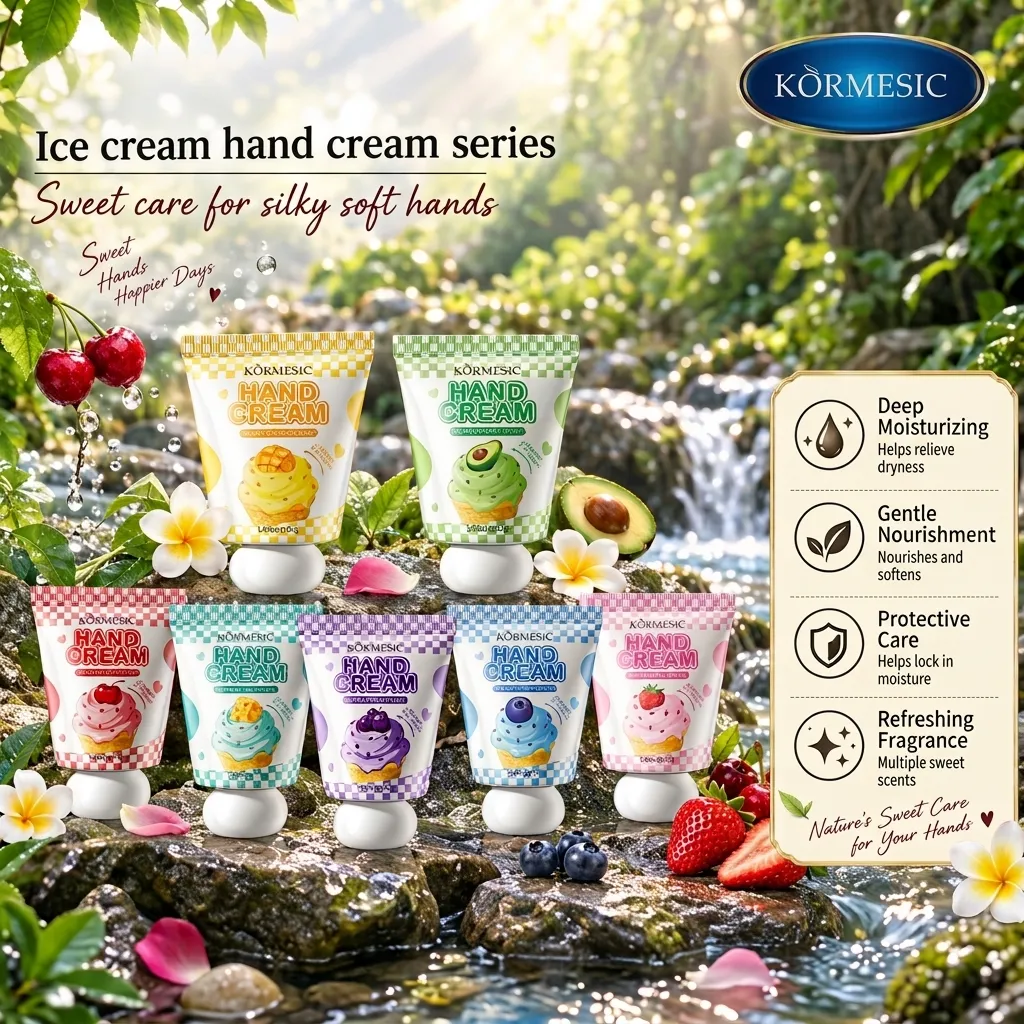 KORMESIC Frucht Eiscreme Handcreme Feuchtigkeitsspendend Pflegend Tiefenreparatur Hydratisierende Hautpflegecreme Damen Alltag