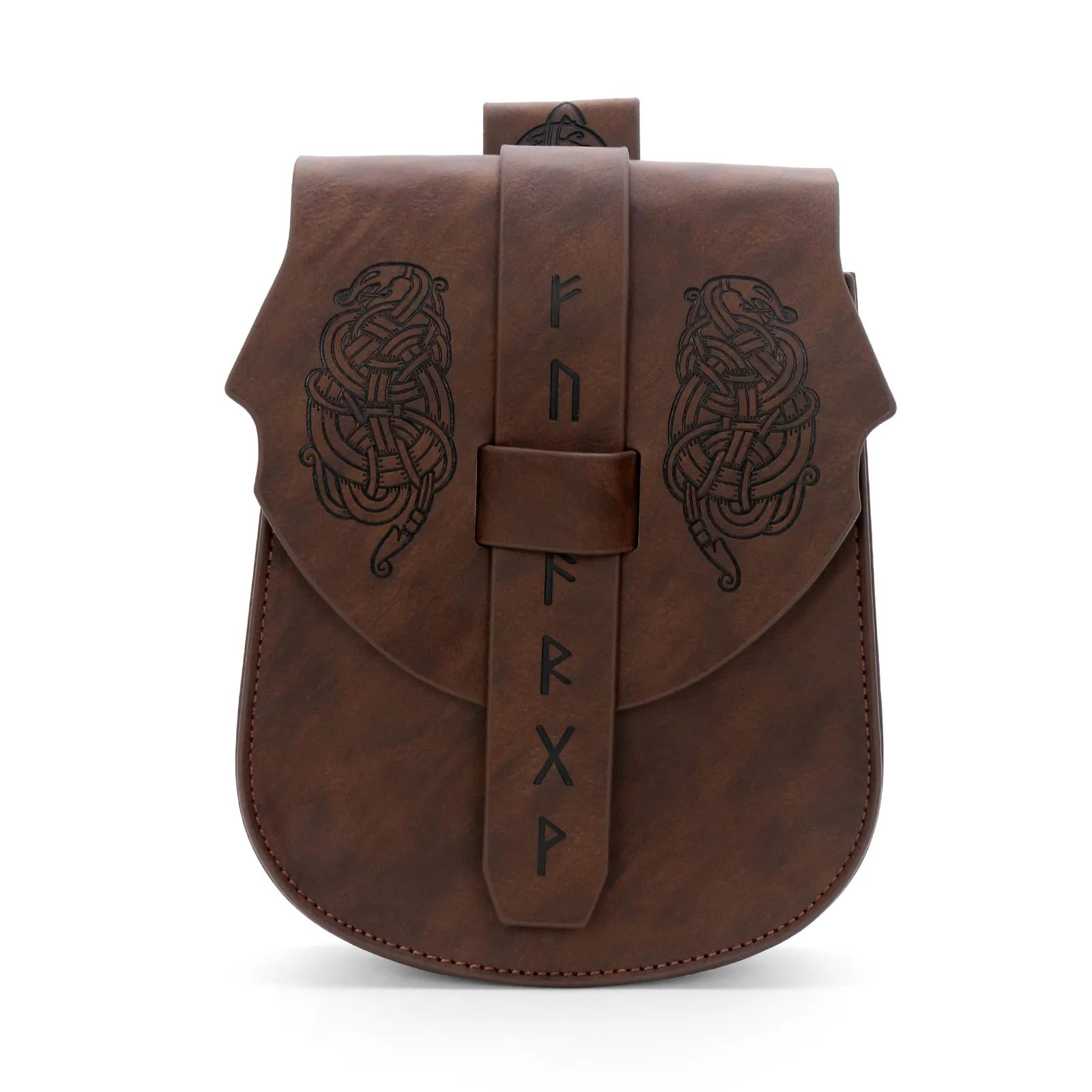 Medieval Embossed Waist Bag Viking Retro Leather Pouch Halloween Cosplay Props Costume Ornament Waist Belt Pack